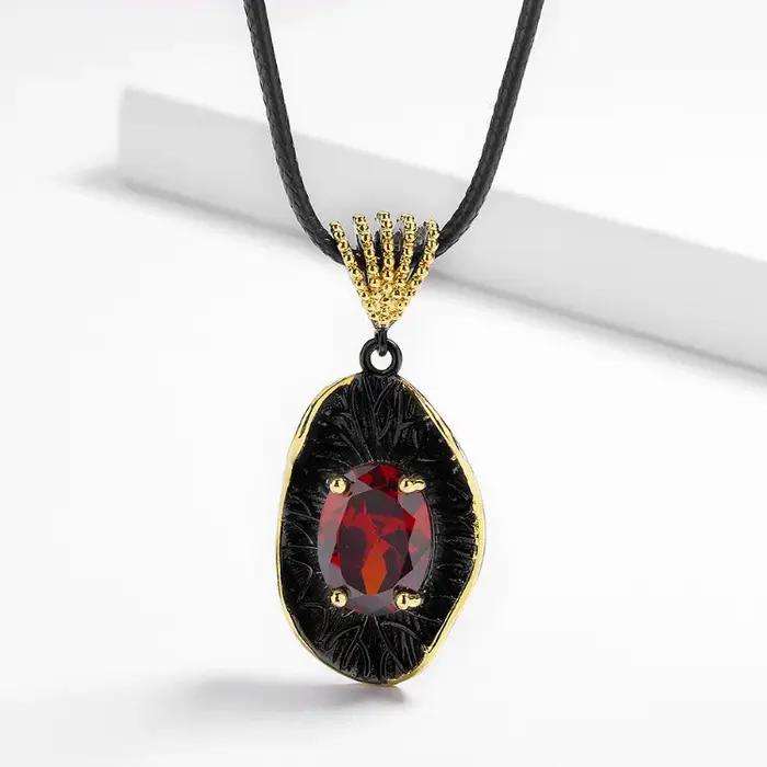 Ensemble de bijoux de forme narpour femme or noir zirconium rouge goutte d'eau engagement luxe classique