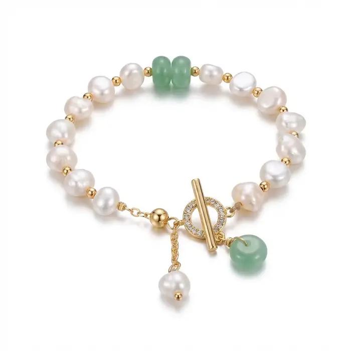 Bracelet élégant en perles d'imitation baroque irrégulières pour femmes