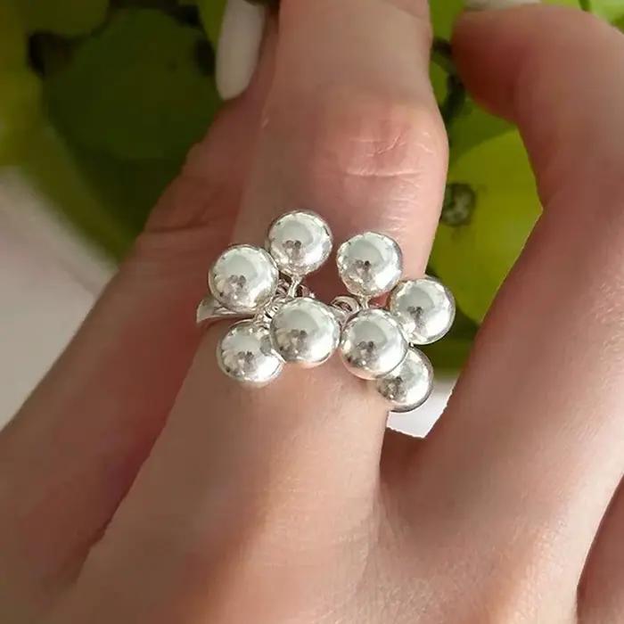 BFClub – bagues en pierre cloche couleur argent pour femmes