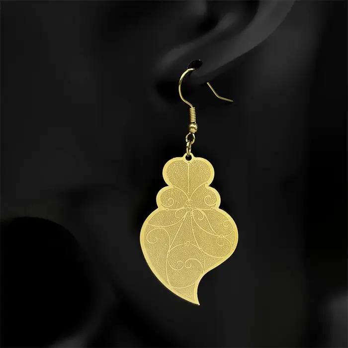 Boucles d'Oreilles Pendantes Sacré-Cœur Chrétien pour Femme et Fille