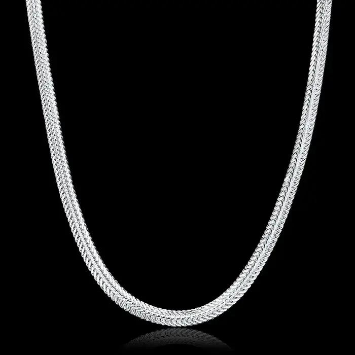 Collier chaîne serpent en argent sterling 925 pour femmes et hommes, bijoux de créateur, cadeau d'anniversaire, mariage, fiançailles, chaîne figaro, design géométrique