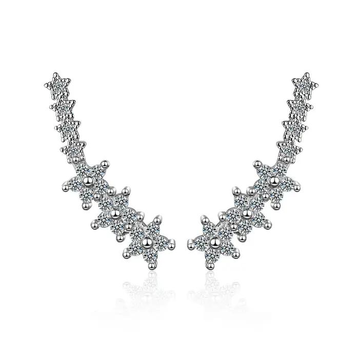 Bling Aaa-Boucles d'oreilles longues manchette d'oreille en argent regardé 925 pour femme, cadeau de
