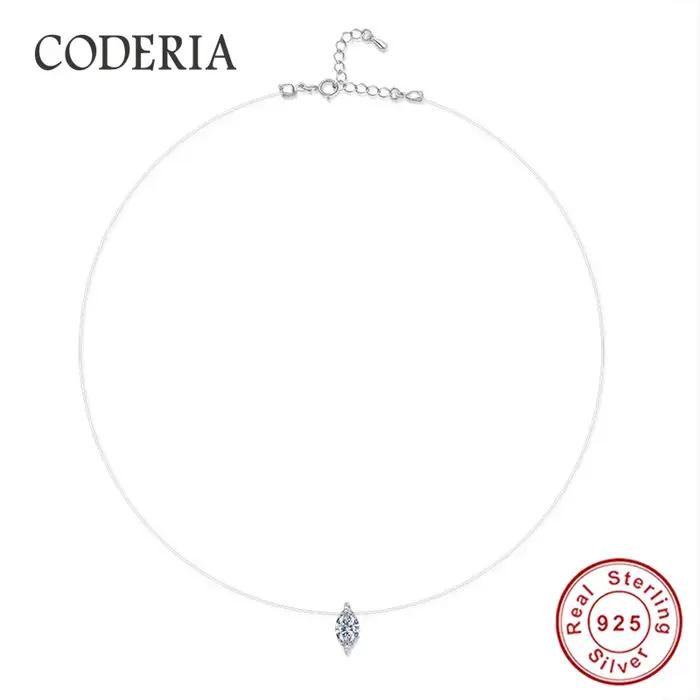 Collier invisible Moissonite taille Marquise 1CT sterling silver 925 pour femmes bureau carrière cadeau occasion spéciale