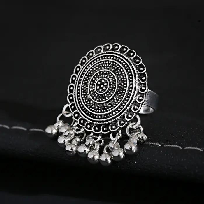 Bagues ethniques antiques de couleur argent pour femmes et filles