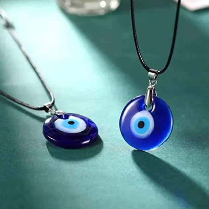 Collier porte-bonheur œil maléfique en verre bleu pour hommes et femmes
