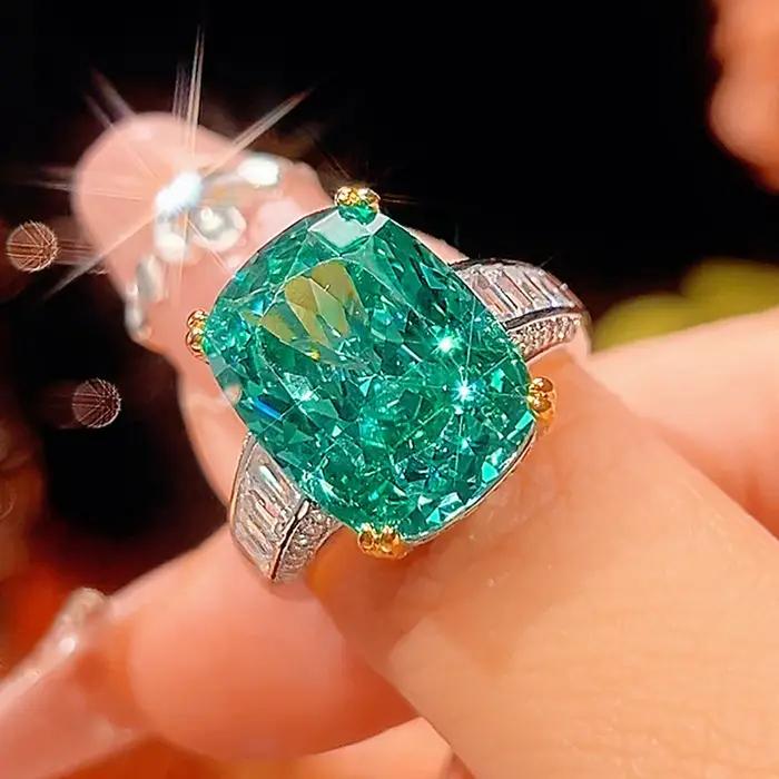 Vinregem – bague réglable de luxe pour femmes, pierres précieuses en tourmaline Paraiba créées en la