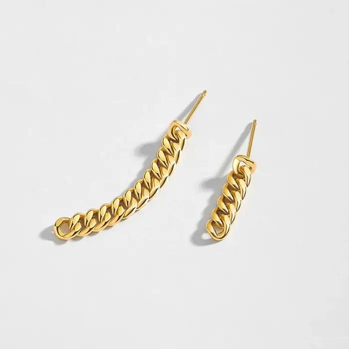 Amaiyllis 925 en argent Sterling mode asymétrique personnalité torsion chaîne boucle d'oreille lumiè