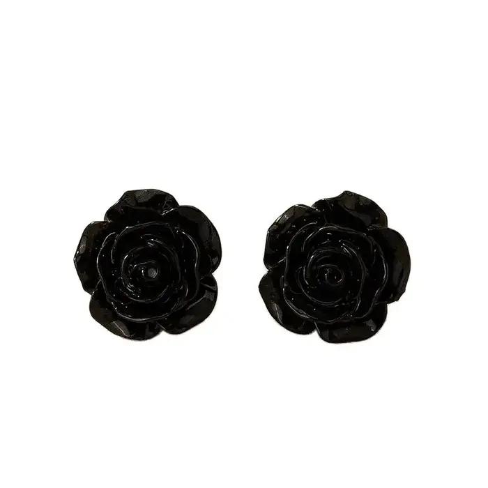 Obega fleur forme Trio boucles d'oreilles pour femmes rouge noir blanc résine fleurs boucle d'oreille goujon Vintage mignon fille enfant poste cadeau