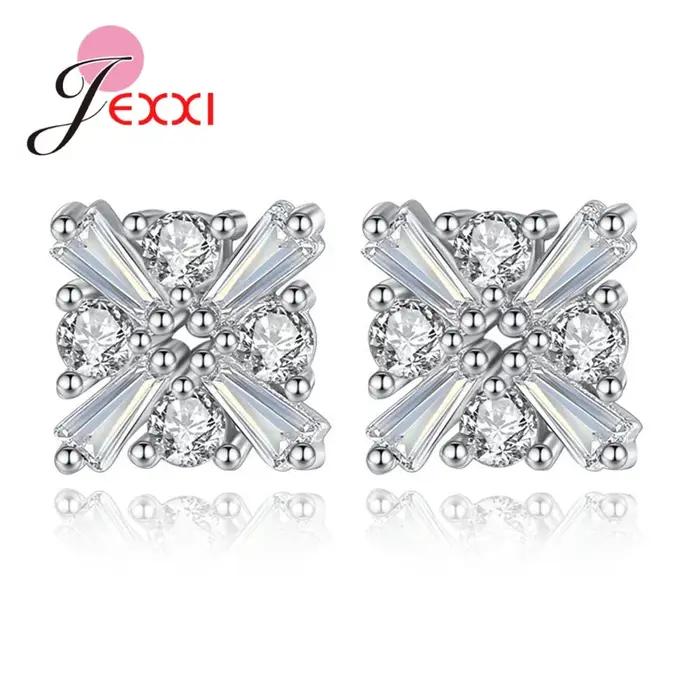 Promotion ventes 1 nouveaux bijoux percés broche boucles d'oreilles cubique Zircon cristal 925 en ar