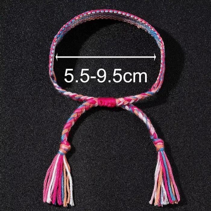 Bracelets d'amitié tissés bohèmes avec fermeture à nœud coulissant en polyester pour femmes et filles pour diverses occasions et cadeaux d'amitié
