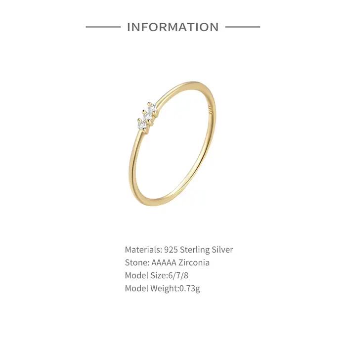 Bague minimaliste en argent regardé S925 pour femme