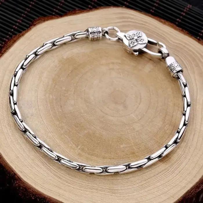 Bracelets tissés à la main en argent S925 pour hommes et femmes