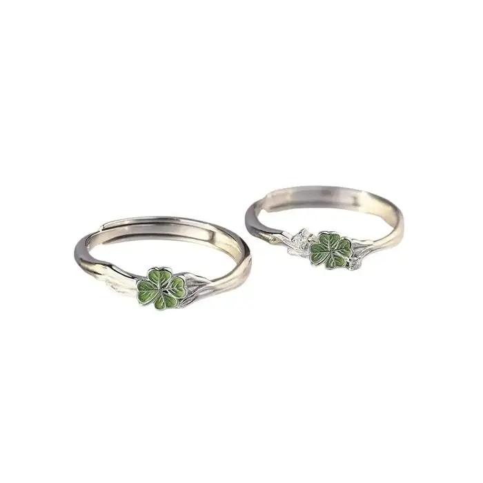 ▫ Bague de couple trèfle à quatre feuilles pour femmes et filles