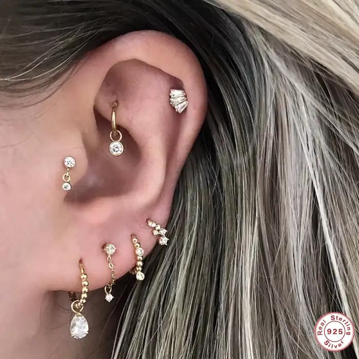 Boucles d'oreilles en argent sterling 925 serties de zirconium blanc étincelantes pour femmes et filles occasions spéciales partys mariage anniversaire engagement