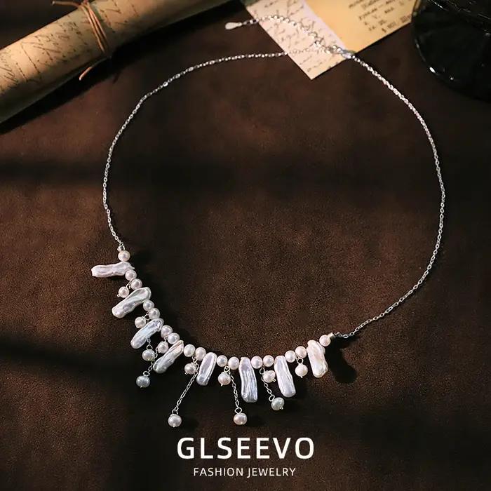 Collier en argent Sterling avec perles baroques d'eau douce naturelles