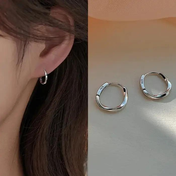 Boucles d'oreilles rondes simples en argent Sterling 925 pour femmes