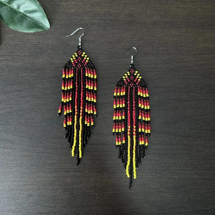 Boucles d'oreilles pendantes géométriques à franges