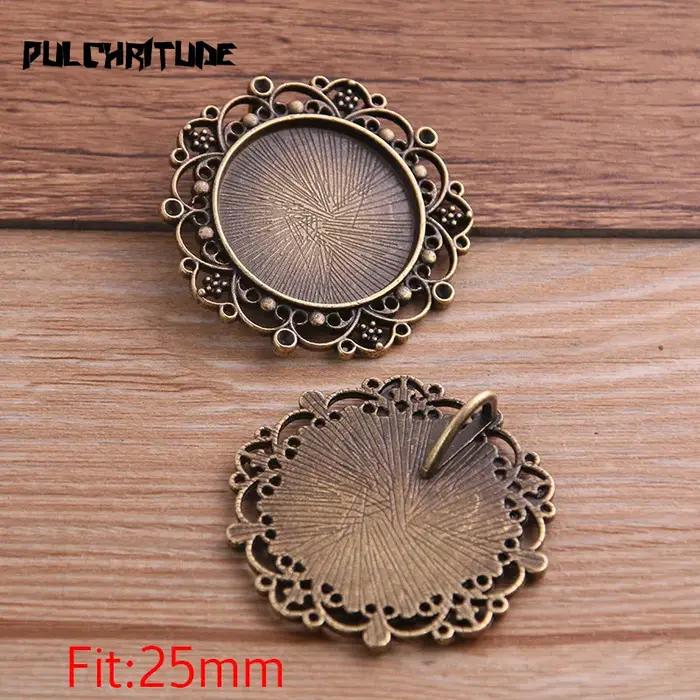 2 pièces Vintage deux couleurs rond camée filigrane Cabochon paramètres 39mm (convient 25mm de diamètre) métal Photo fabrication de bijoux