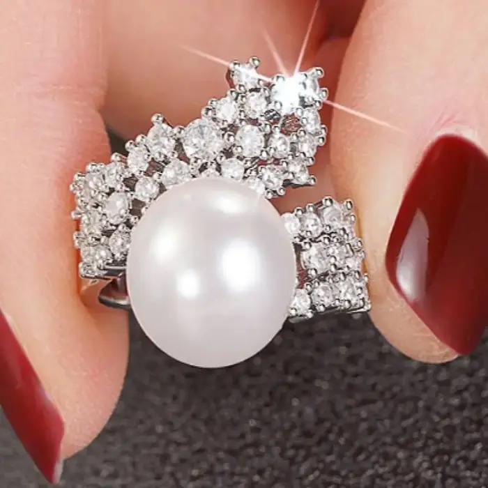 Huitan – bague de luxe en Imitation de perles pour femmes