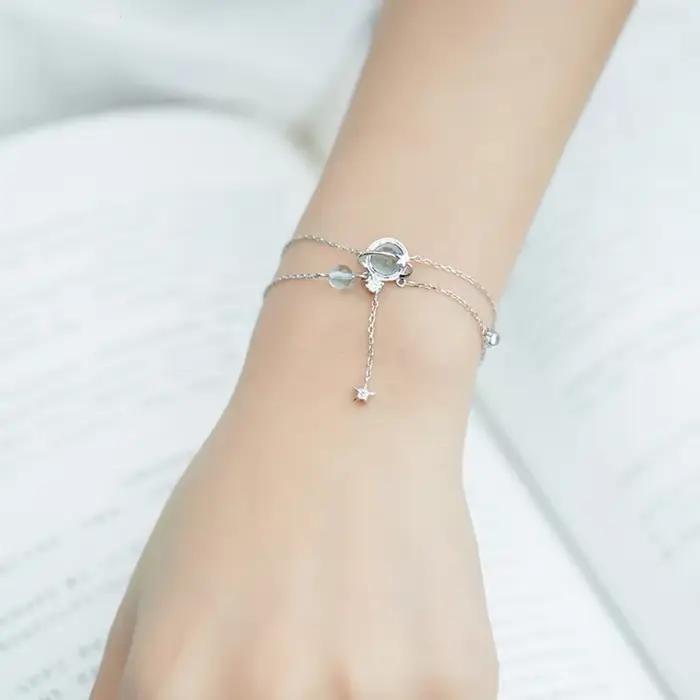 Double Bracelet en argent Sterling 925 de 19CM