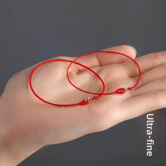 Bracelet en fil rouge tressé à la main, style féminin, motif rayé simple, tendance été 2025, bijoux unisexes faits main DIY