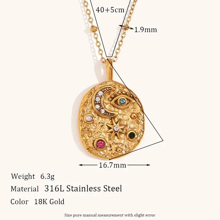 La. Pendentif étoile lune Bergame en acier inoxydable