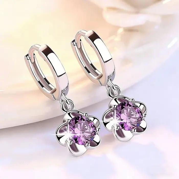 Boucles d'oreilles en argent 925 Zircon pour femmes