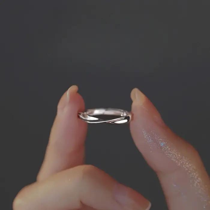 Bague minimaliste en argent Sterling 925 pour femmes, breloque réglable, bande Mobius, coréen, haute