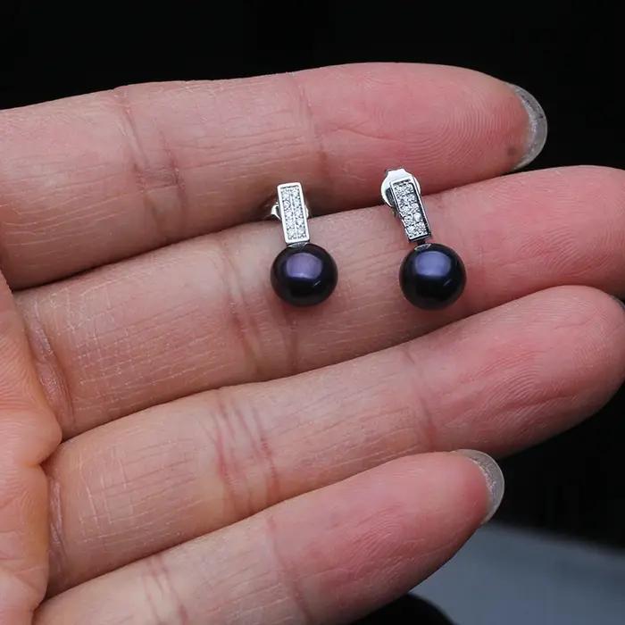 Boucles d'oreilles à tige perle rose en argent Chim925