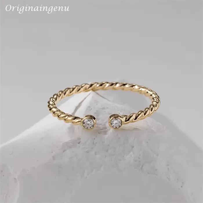 Bague Moissanite remplie d'or 14K, bague faite à la main, bijoux minimalistes personnalisés, résistant au ternissement, style Boho pour femmes