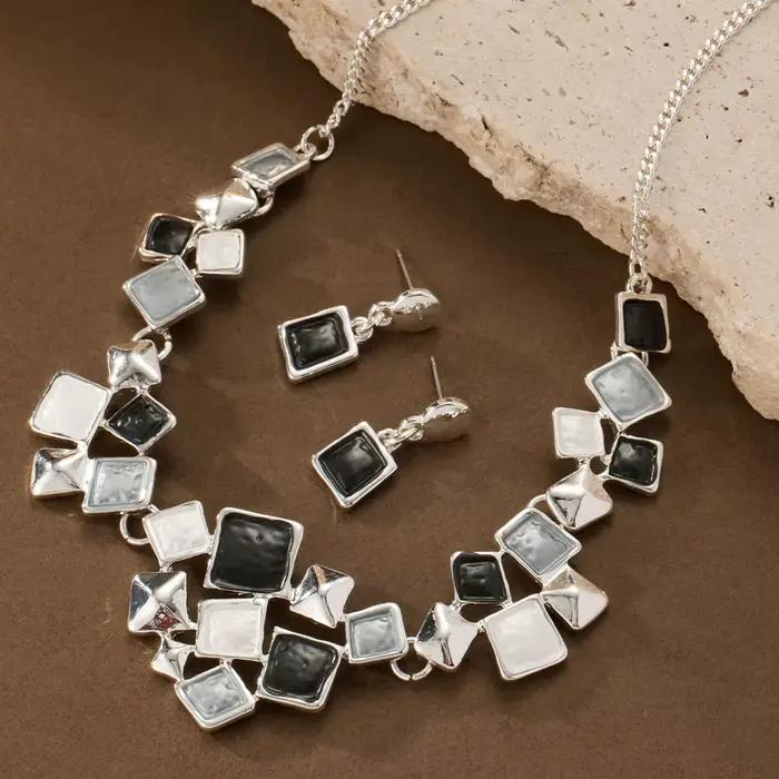 Cring Coco – ensemble de bijoux géométriques en émail fait à la main pour femmes