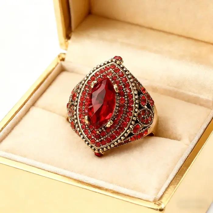 Grand anneau de déclaration en Zircon vert bleu rouge pour femmes