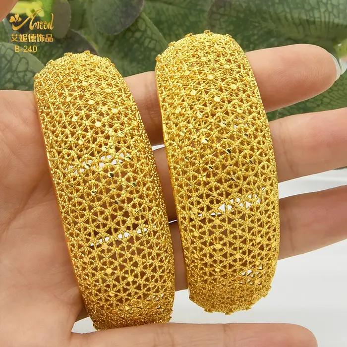 ANIID Dubai bijoux manchette bracelet cadeaux de fête de mariage femmes arabes Bracelets porte-bonheur indien 24K