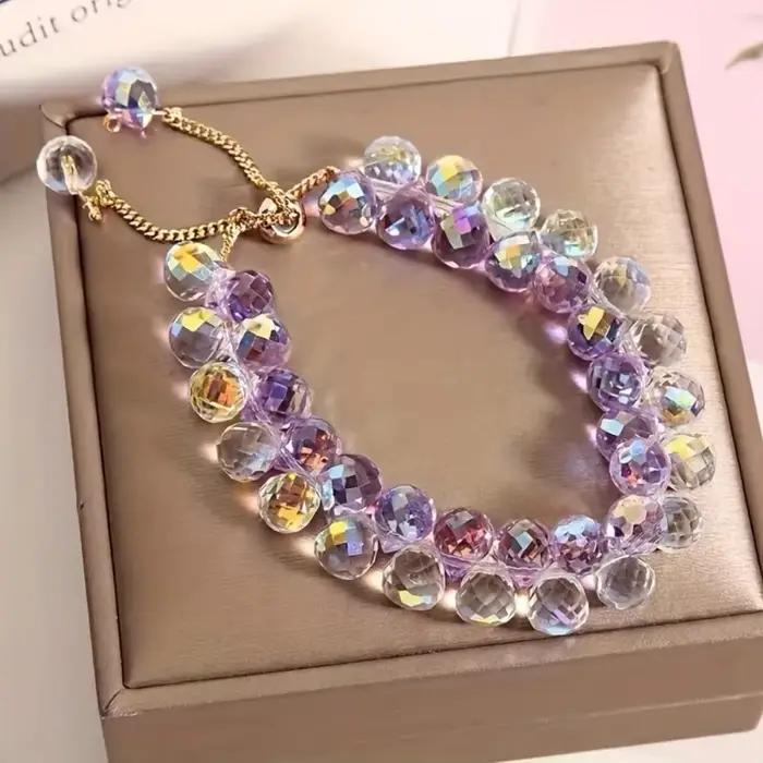 Bracelet en cristal brillant unisexe classique avec motifs ronds pour femmes et hommes, parfait pour les rendez-vous et les cadeaux d'amitié