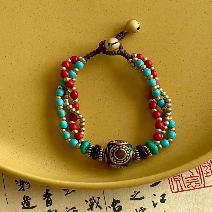 Bracelet tressé tissé à la main de style tibétain ancien
