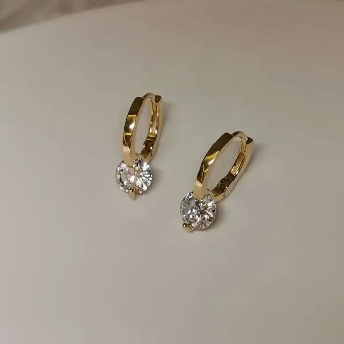 Boucles d'oreilles en Zircon scintillant pour femmes, mode coréenne, boucles d'oreilles classiques é