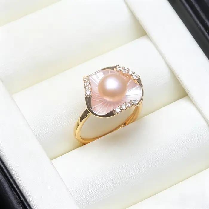 Bague en argent sterling 925 véritable avec perle
