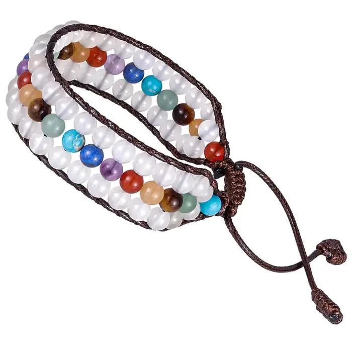 Bracelets multicouches en pierre de cristal naturel