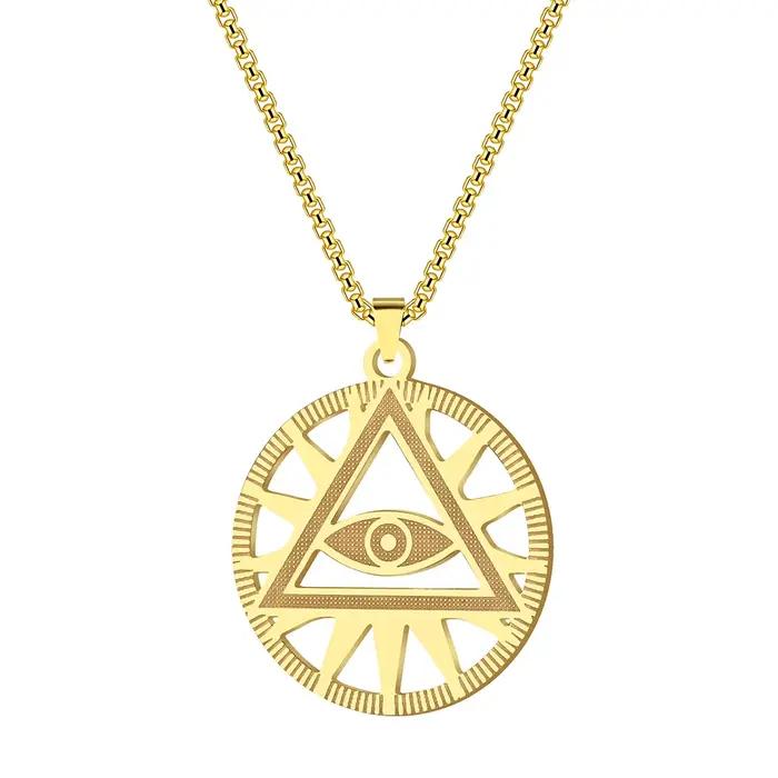 Collier avec pendentifs en forme de pyramide Illuminati pour femmes