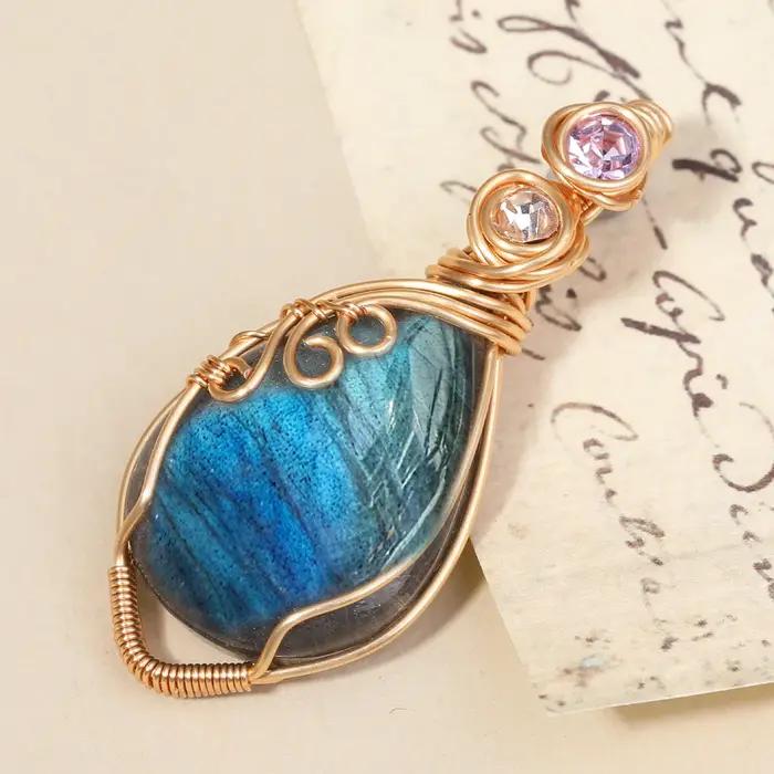 Labradorite pierre précieuse naturelle cristal pendentif