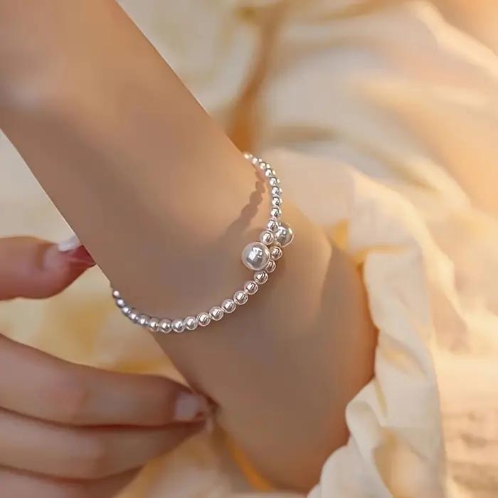 1 paire de Bracelets élégants en fausses perles pour femmes