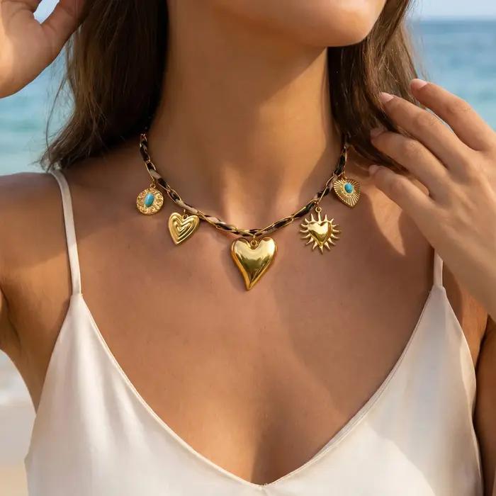 Collier pendentif Cœur Breloques