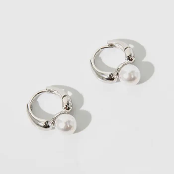 Boucles d'oreilles en argent Sterling 925 pour femmes, anneau de perles, Piercing de mariage, luxe,