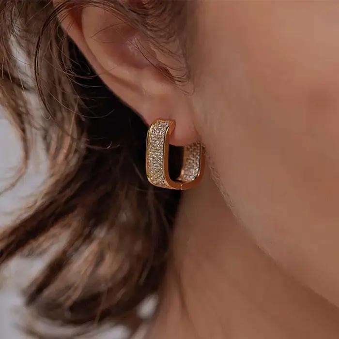 Boucles d'oreilles carrées en acier inoxydable pour femmes