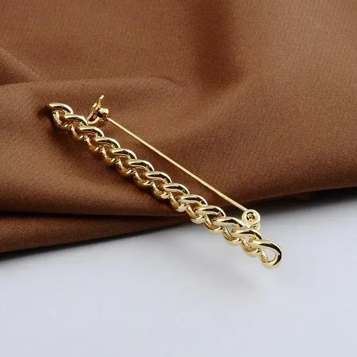 Broche Chaîne Vide Couleur Or Bijou Mode Accessoire Vêtement Mariage Occasion Spéciale Polyvalente Geométrique Unisexe