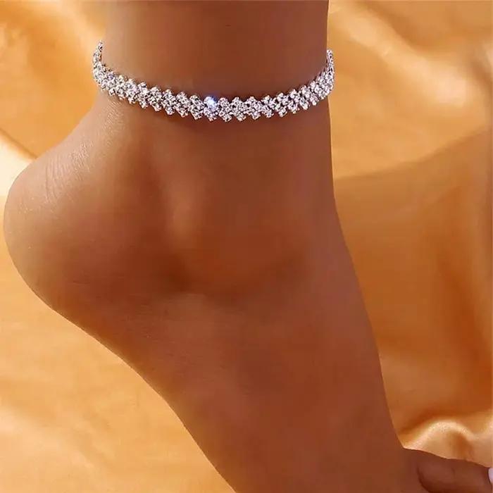 Bracelet de cheville en zircone cubique pour femme