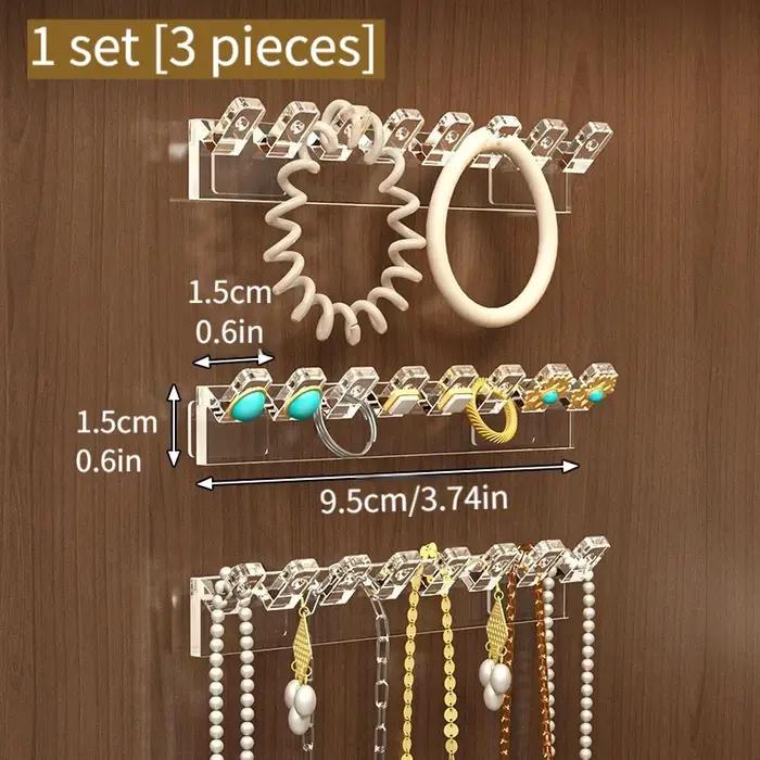 Ensemble de 3 pièces de support de rangement mural pour bijoux à 8 trous