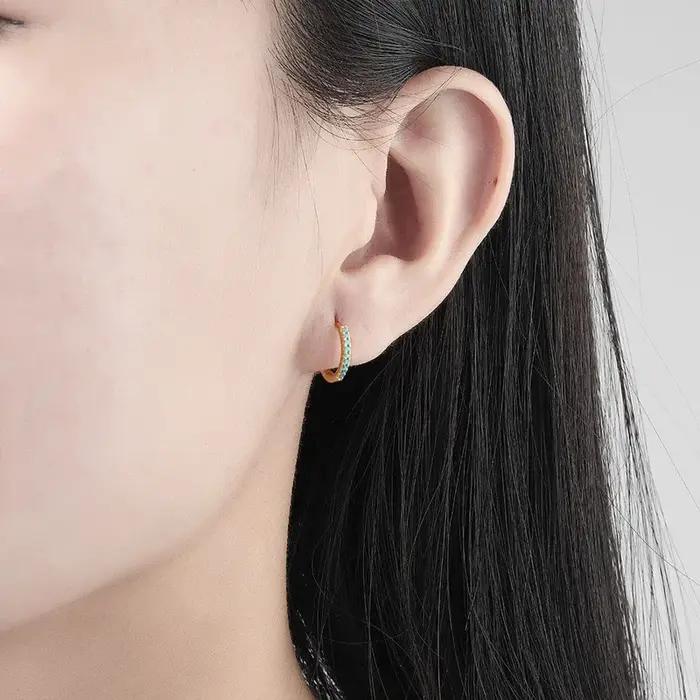 Boucles d'oreilles en cristal de Zircon bleu Turquoise pour femmes