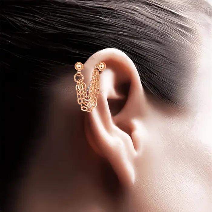 16G Helix Cartilage Tragus haltère avec chaîne boucles d'oreilles piercing boule en acier inoxydable boucle d'oreille
