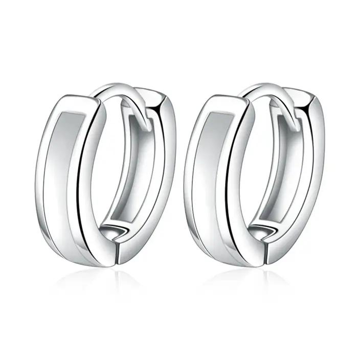 Boucles d'oreilles rondes simples en argent sterling 925 pour femmes